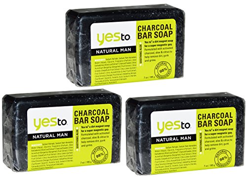 Yes To Natural Man Charcoal Bar Soap 7 Ounce (Pack of 3)