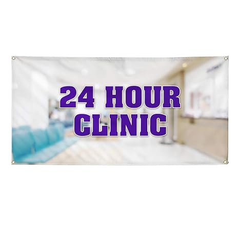 Amazon Com Vinyl Banner Sign 24 Hour Clinic Health Care Clinic