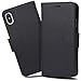Arae Case for iPhone Xs Max PU Leather Wallet case Cover [Stand Feature] with Wrist Strap and [4-Slots] ID&Credit Cards Pocket for iPhone Xs Max 6.5 inch - Black