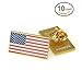 Rectangle American Flag Pins 10 Pack- Gold Amercian Flag Lapel Pins Bulk -The Stars and Stripes Lapel Pin for Memorial Day, Flag Day, Independence Day, Veterans Day