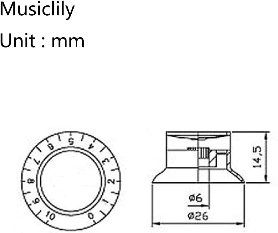 Musiclily Pro Imperial Inch Size Guitar Top Hat Bell 2 Volume 2 Tone Reflector Knobs Set Compatible with USA Made Les Paul SG Style - Image 3
