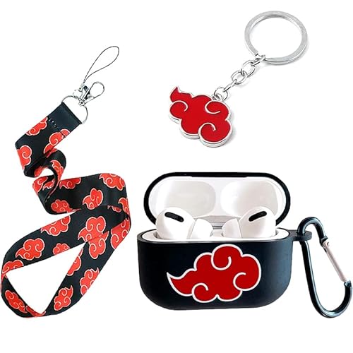 Ueoiiwcc Akatsuki Red Cloud AirPods Pro Case with Lanyard Keychain