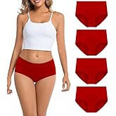 AMZCHPC Women's Cotton Underwear Mid Waisted Brief Style Underpant (4 Pack)