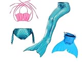 FunTrade Girls Sparkle Mermaid Tail with Mono Fin Swimmable Swimwear Four Pcs