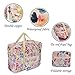 Foldable Travel Tote Bag Waterproof High Capacity Portable Storage Luggage Bag (Pink Floral)