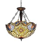 Chloe Lighting CH33270VB21-UH3 Tiffany-Style Victorian 3 Light Inverted Ceiling Pendant 21-Inch Shade, Multi-Colored
