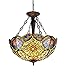 Chloe Lighting CH33270VB21-UH3 Tiffany-Style Victorian 3 Light Inverted Ceiling Pendant 21-Inch Shade, Multi-Colored