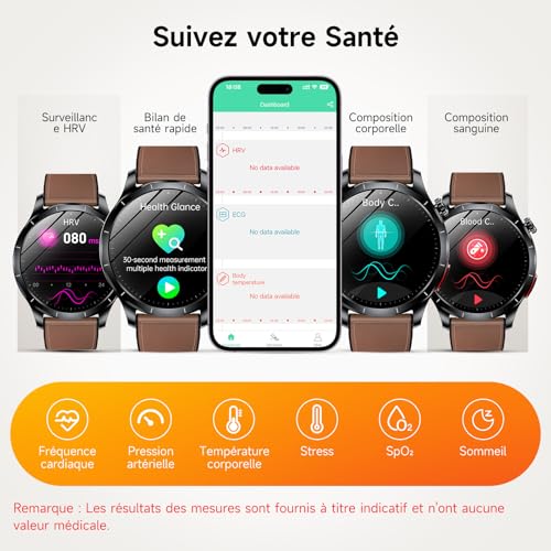 Lgnitek 2026 New Men's Smart Watch with ECG+HRV/Blood Pressure/IMC,1.43" AMOLED Smartwatch with SOS Function, 24/7 Heart Rate/SpO2/Sleep Monitor, IP68 for Android/iOS