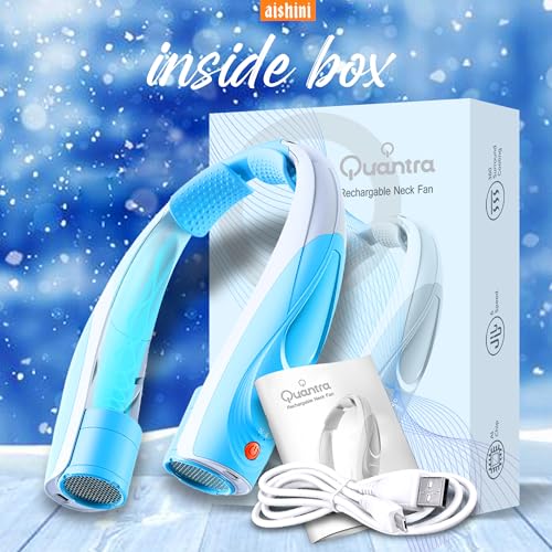 Aishini Neck Fan, Powerful Portable Fan AI 6 Speeds, 6000mAh Long-Lasting, Dual Motor Faster Cooling, USB-C Rechargeable, Hands-Free, (20H Runtime) 360° Airflow, Quiet Personal Fan (BLUE COLOR)