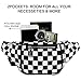 Fanny Pack, Waist Fanny Pack PU Leather Bum Bag for Women Men，Waterproof Waist Pack Retro Neon Fanny Bag for Festival, Rave (Black and White Checkerboard)