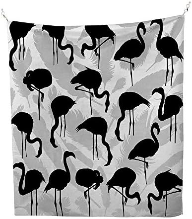 Amazon Co Jp フラミンゴ 寝室 タペストリー フラミンゴ 鳥のシルエット 様々なポーズと羽根 モノクロタペストリー スローイングブランケット 幅51x長さ60インチ ブラック ペールグレー ホワイト ホーム キッチン