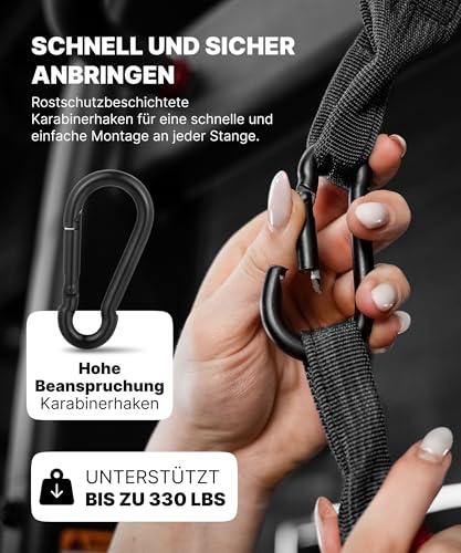 DMoose Fitness Hanging Abdominal Straps for Pull-Up Bar & Core Strength Training - Thick Padded Arm Strap for Abdominal Swing with 2 Rustproof Carabiners - Pull-Up Straps for Abdominal Training