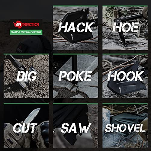 ANTARCTICA Folding Camping Survival Shovel Multifunctional Multitool Compact Tactical Entrenching Tool for Hunting Hiking Fishing
