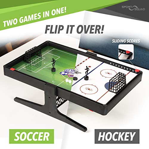 Sport Squad Flux Magnetic Reversible Soccer & Hockey Tabletop Multi Sport Game Set - Portable Mini Desktop Set - Great for Kids and Adults - Magnet Miniature Table Game