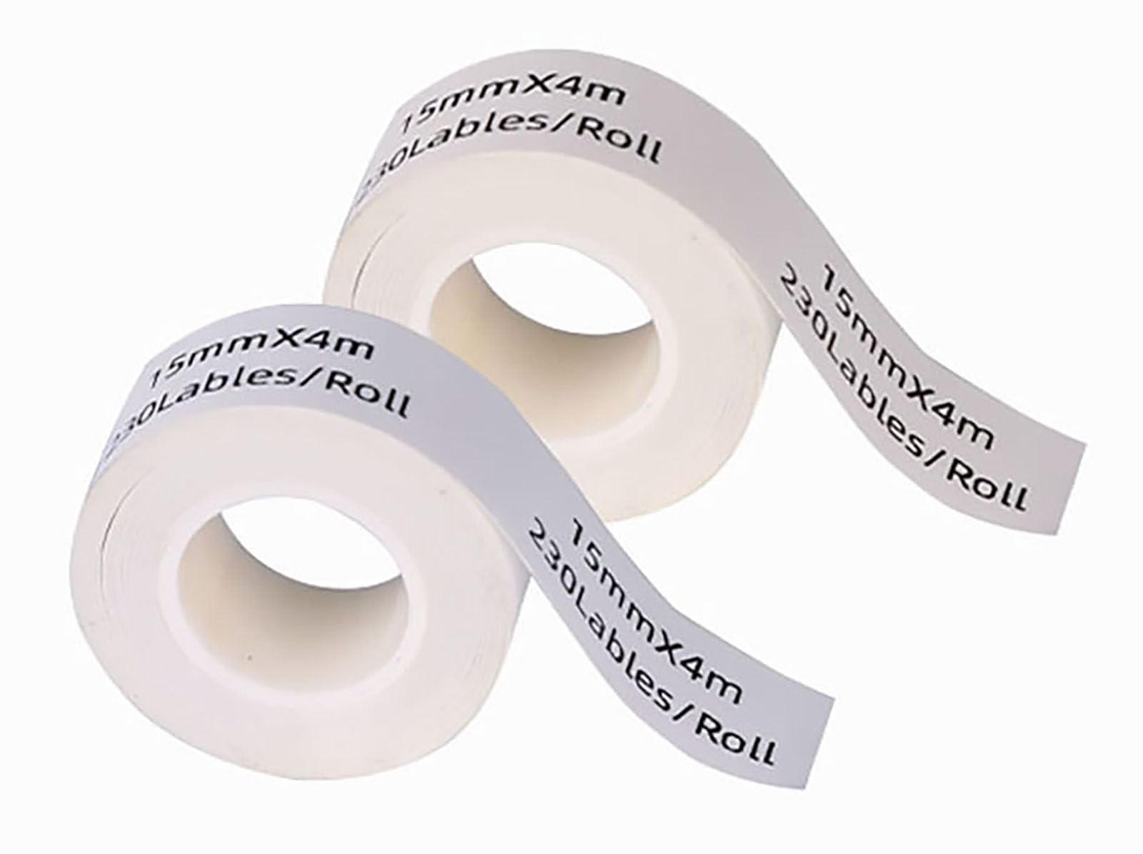 DINGYI 2 Rolls Thermal Paper Compatible for D35 Label Maker Tapes Continuous Transparent Sticky Lables 15mm x4m 230 Labels Thermal Printer Paper for Office School (White, 15mm*4m+2R)