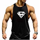 TECOFFER Men's BodyBuilding Tank Tops Superman S Logo Stringer Gym Fitness Vest (Black, L)