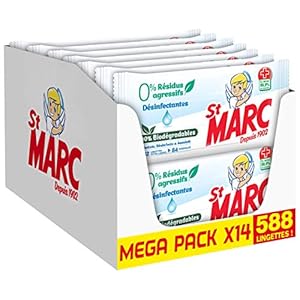 St Marc Composteerbare reinigingsdoekjes, 0% agressieve resten, desinfecterend, 42 doeken x 14 stuks (in totaal 588…