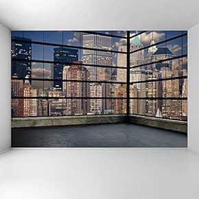Wall Mural 3D Cityscape Removable Wallpaper Wall Sticker for Bedroom Living Room - 66x96 inches
