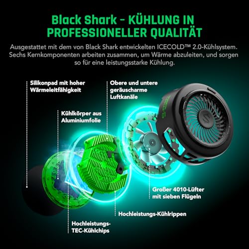 Black Shark FunCooler 6 Magnetic Phone Cooler for Gaming, Portable Mobile Phone Cooler with RGB Lighting, Mobile Phone Cooling Fan for iPhone Magnetic Series/Tablet/iPad (Black)