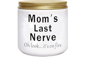 BFJLIFE Candles Gifts for Mom from Daughter Son Funny Novelty Unique Mothers Day Christmas Birthday Gift for Mom Stocking Stuffers Lavender Scented Soy Candle Moms Last Nerve Oh Look Its On Fire