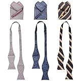 BMC Mens 6pc Mixed Design Self Tie Bowtie Pocket Square Matching Fashion Suit Accessories - Set 3: Touch of Class