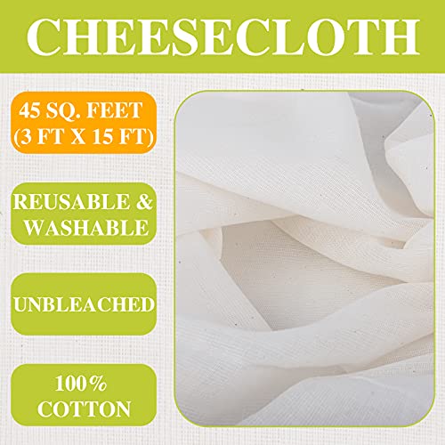 Cheesecloth, Grade 100, 45 Square Feet, 100 Unbleached Pure Cotton