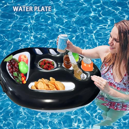 Pool Float Tray 9 Holes, 2-in-1 Inflatable Drink Holder | With Pull Rope, Large Cup Holder, Bar Floating Adults Summer Party Pool Gadgets