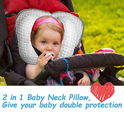 Adjustable Baby Travel Neck Pillow for Car Seat, 2 in 1 Pushchair Strollers Soft Head Neck Support for Infant Toddler,Organic Flat Head Pillow with Banana Neck Pillow for 6 Months to 2 Years - Thumbnail 4