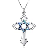 AXELUNA Star of David Necklace Sterling Silver Butterfly Magnetic Folding Hexagram Pendant Necklace Jewellery for Women