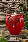 Essential Garden Glazed Pot Fountain, Red