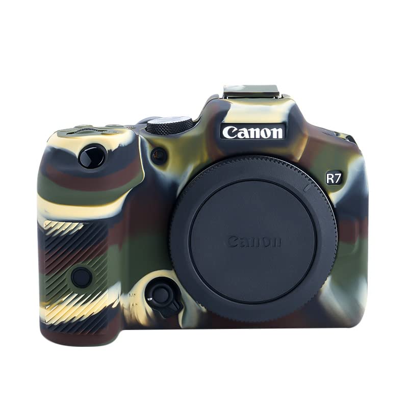 Rieibi EOS R7 Camera Case, Silicone Case for Canon eos r7 Digital Camera, Protective Cover Silicone for Canon r7 - Camouflage
