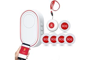 Topvico WiFi Panic Button Caregiver Pager Emergency Call for Elderly at Home, Senior Fall Alert Devices, Wireless Nurse Help SOS, Tuya Smart Life APP, Remote Patients System, 5 Levels Volume