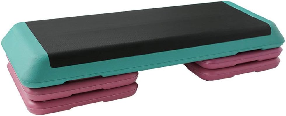 Teerwere Aerobic Step Platform Height-Adjustable Aerobic Step Platform Non-Slip Surface Exercise Step Platform with 3 Riser (Color : Green Purple, Size : 110X42X21CM)