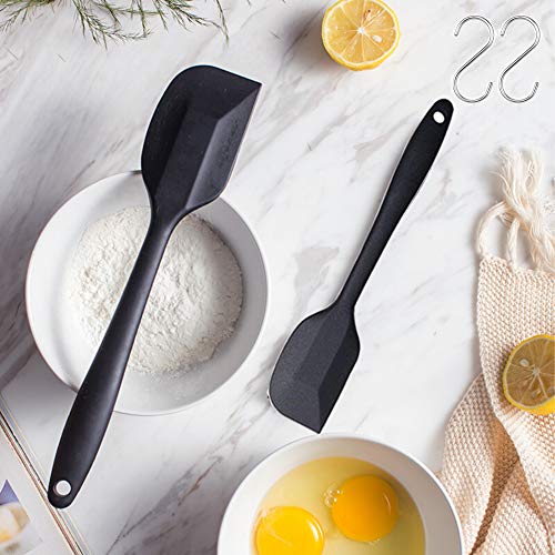 Silicone Spatulas Rubber Scraper Set Heat Resistant Non Stick Cooking Spatula with Stainless Steel Core One Piece Design Mini Kitchen Utensils for Baking Mixing Black