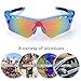 FiveBox Polarized U.V Protection Sports Glasses ,Cycling Wrap Sunglasses with 5 Interchangeable Lenses Unbreakable for Riding Driving Fishing Running Golf And All Outdoor Activities With Retail Package-Black And Blue.