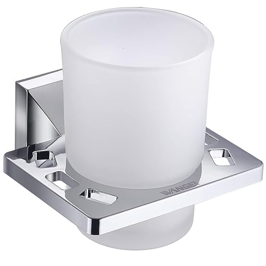 Wangel Zahnputzbecher und Halter Zahnbürstenhalter, Wandhalter aus ABS-Kunststoff mit Frosted Glasbechern, Wandhalterung mit 