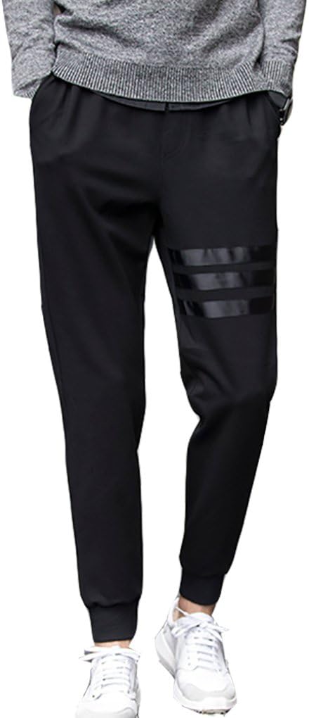 Grazing Men's Tapered Skinny Jogging Pants Tracksuit Training Running Trousers,Black