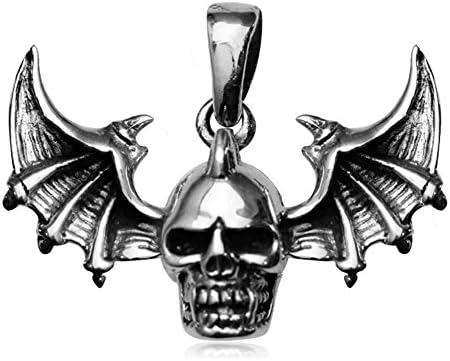 WCG 925 Silver skull necklace retro punk Devil wing for men 60cm