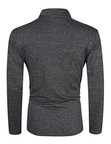 image for Yong Horse Mens Active Wear Dry Fit Golf Polo Shirts 2 Button Elastic 