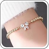 Yheakne Vintage Tiny Rhinestone Butterfly Bracelet Gold Bead Chain Bracelet Cz Butterfly Hand Chain Bracelet Adjustable Beaded Crystal Bracelet Hand Chain Jewelry for Women