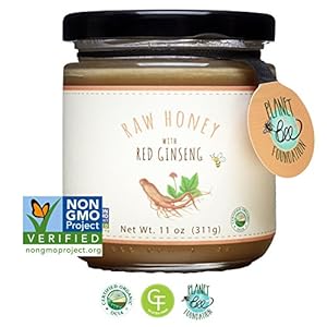 Image of GREENBOW Raw Honey with Red Ginseng - Gluten Free, Non-GMO Raw Red Ginseng Honey - Highest Quality Whole Food Raw Red Ginseng Honey - 11oz (311g)