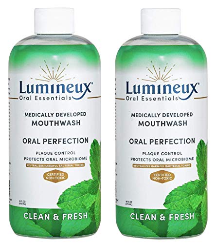 Lumineux Oral Essentials Mouthwash 2pck | Clean & Fresh Breath Certified Non Toxic | Fresh Breath 14 Days w/o Sensitivity | Fluoride Free | NO Alcohol, Artificial Colors, SLS Free, Dentist Formulated