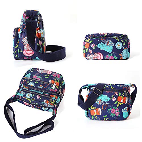 Womens Nylon Floral Shoulder Bag Crossbody Bag Messenger Bags Travel Handbags With Adjustable Strap Waterproof (C butterfly) - Thumbnail 2