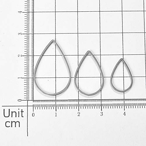 LANBEIDE 60 Pieces Earring Frames for Jewelry Making, Open Bezels Geometric Charms with 3 Size Stainless Steel Hollow Frame Pendants Blank for Jewelry Findings Crafts (Teardrop)