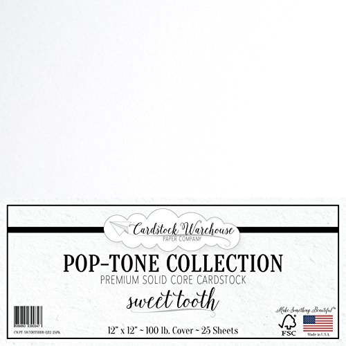 Sweet Tooth White Cardstock Paper - 12 x 12 inch 100 lb. Heavyweight Cover - 25 Sheets from Cardstock Warehouse