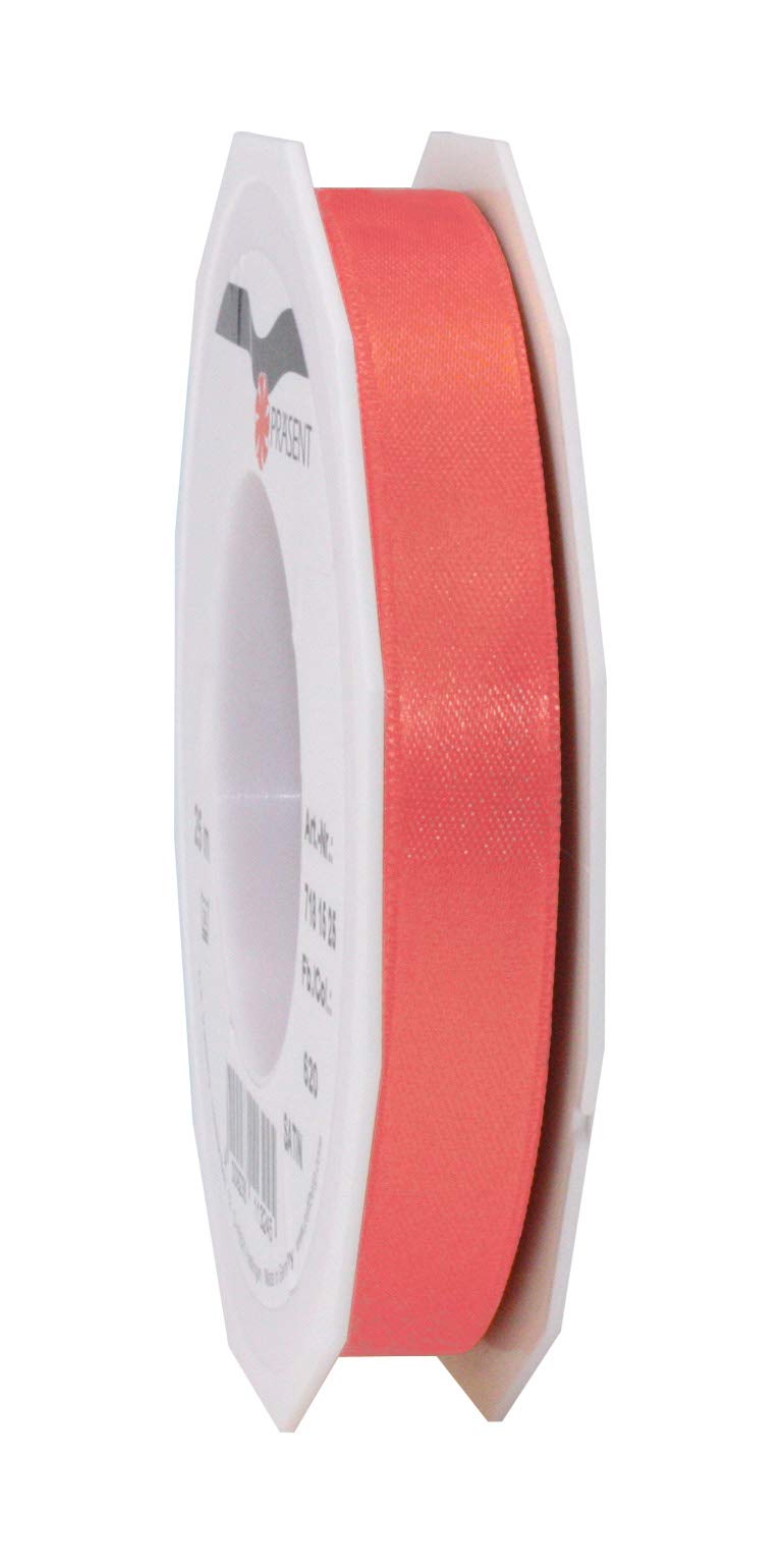 Präsent - Satin Ribbon Living Coral 15 mm width, 25 m length