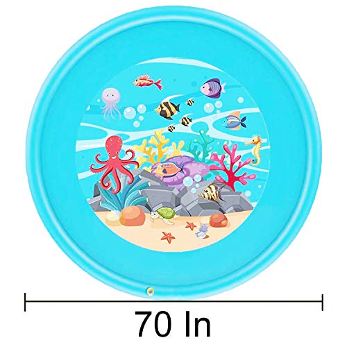AILIMY Sprinkler for Kids , Very Large Sprinkle and Splash Play Mat , Inflatable Outdoor Sprinkler Pad Water Toys for Kids (70 inch)