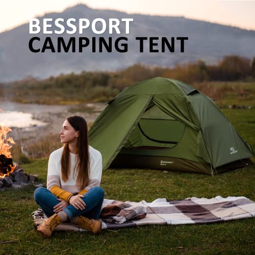 Bessport 1-2 Person Camping Tent Ultralight Waterproof Lightweight Easy Set Up 3 Seasons Ventilated Suitable for Hiking and Outdoor Mountaineering