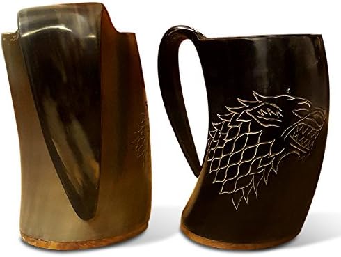 ORIGINAL XL GAME OF THRONES HAND CRAFTED HORN MUG (XX-Large, Wolf)
