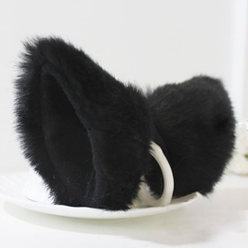Autone Fox Cat Ear Shape Hair Clip, Anime Cosplay Halloween Party Costume (Black)